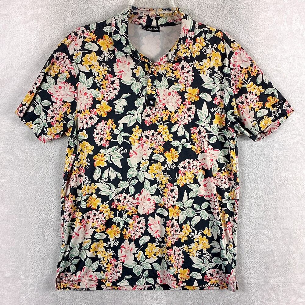 Bad Birdie Polo Shirt Men S Multicolor Floral Performance Stretch Preppy Golf